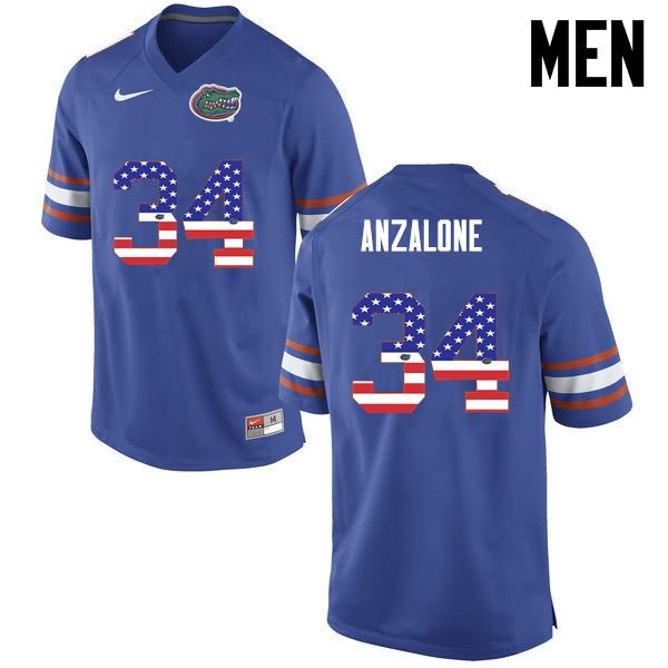 NCAA Florida Gators Alex Anzalone Men's #34 USA Flag Fashion Nike Blue Stitched Authentic College Football Jersey TLI1064VW